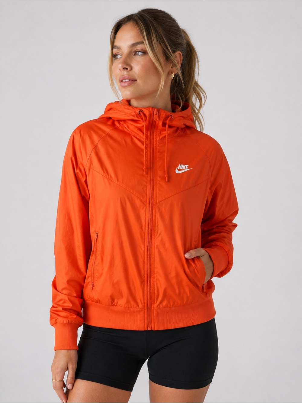 Nike Sportswear Windrunner Jacket Bright Orange Hooded Full Zip Size Small